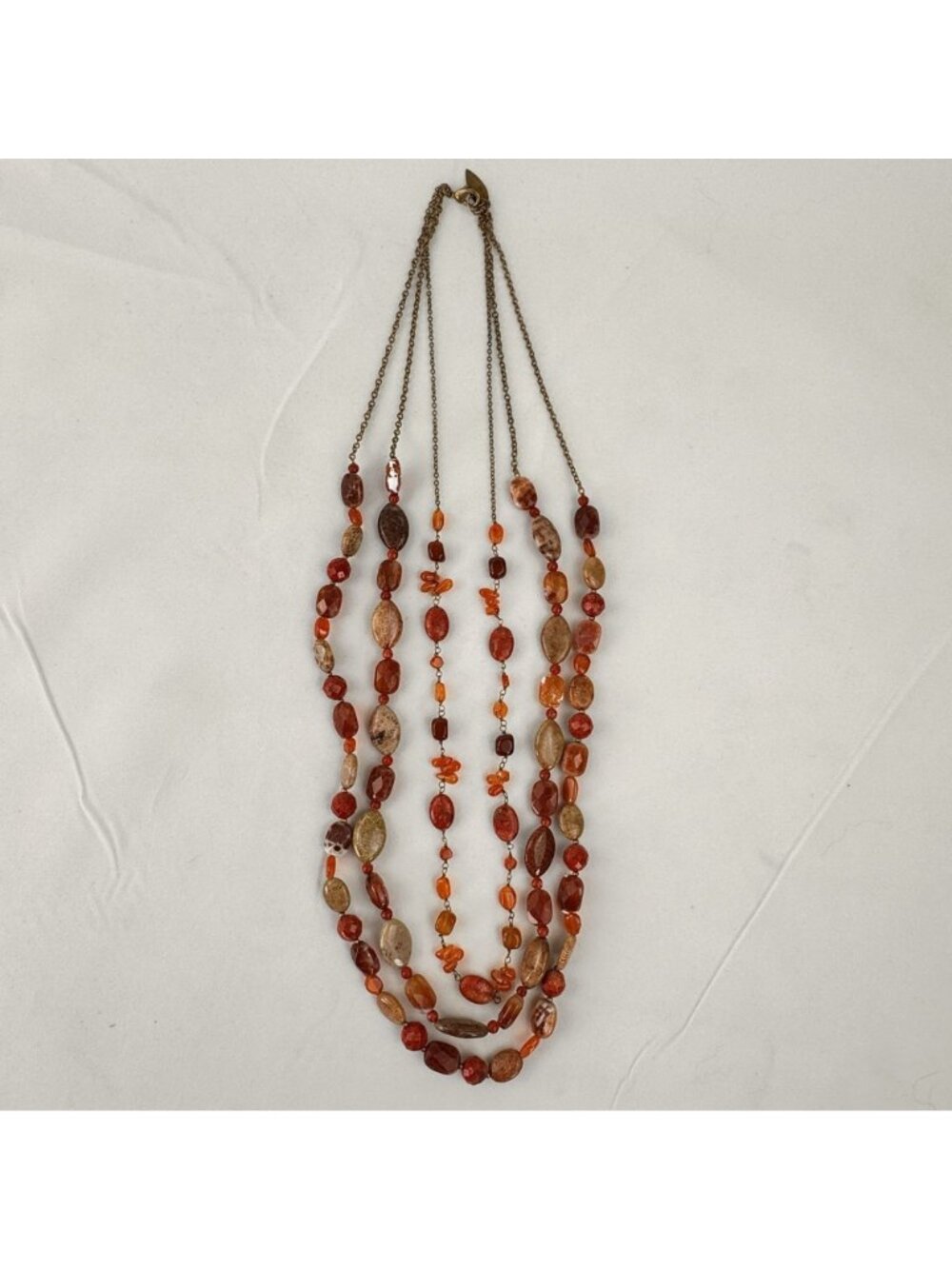 Vintage Coldwater Creek Multi-Strand Beaded Necklace 27-Inch Orange Brown Earthy - Picture 3 of 10